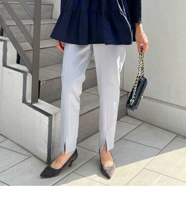 ウォッシャブルウール調フロントスリットパンツ