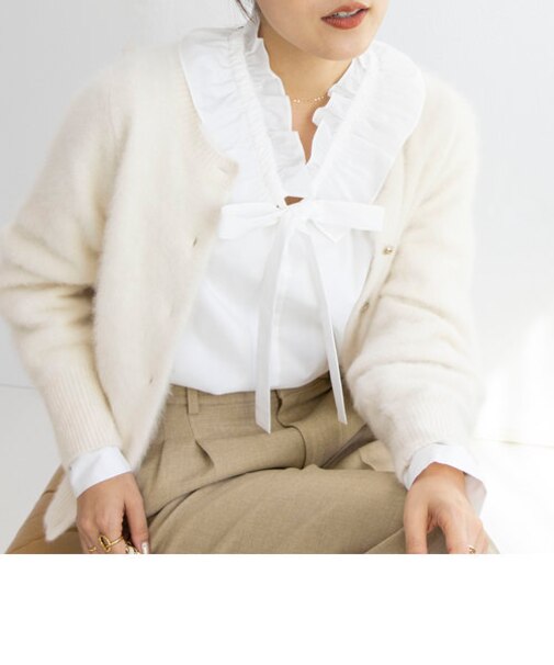 フリルボウタイシャツブラウス