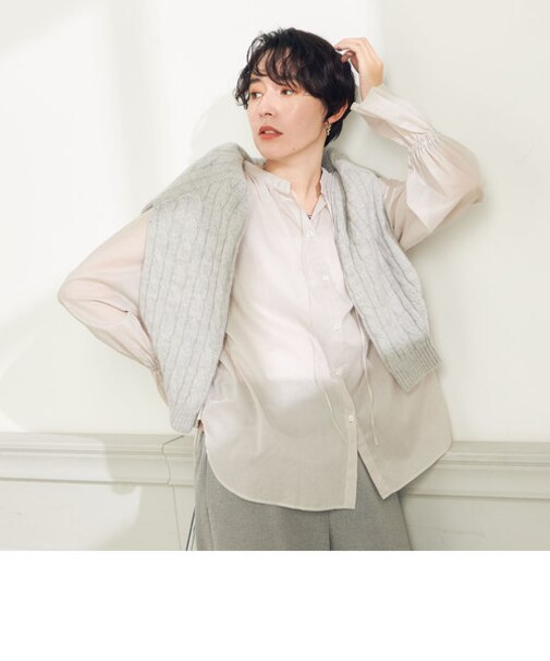 シアーコットンフレアー袖ブラウス