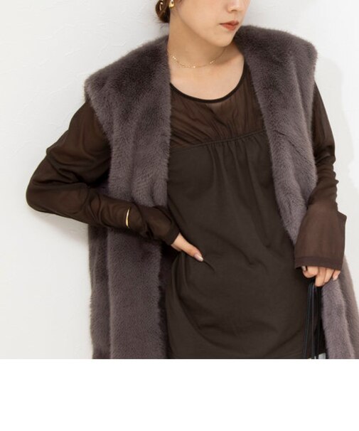 シアー切替2WAY長袖Tシャツ