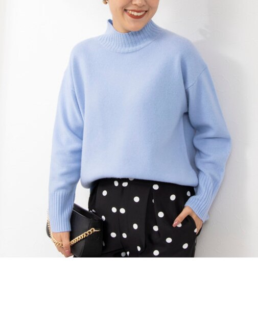 紡毛ハイネックプルオーバーニット