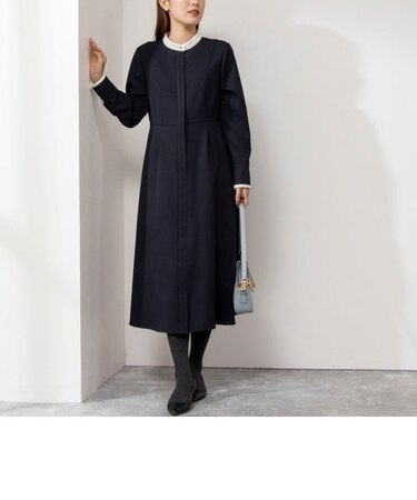 ウォッシャブルウールライクシャツワンピース