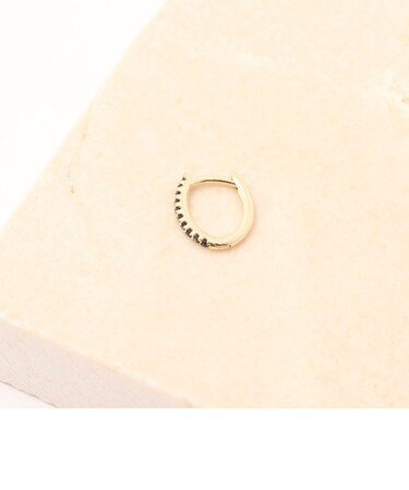 【Otiumberg/オティウムバーグ】Mini Oval Hoop BO ミニオーバルフープピアス（ブラック）