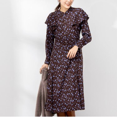 ウォッシャブルフローレットラッフルワンピース