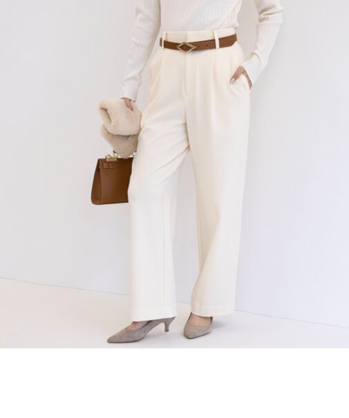 ウォッシャブルタックワイド裏起毛パンツ