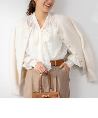 カットドビーボウタイブラウス