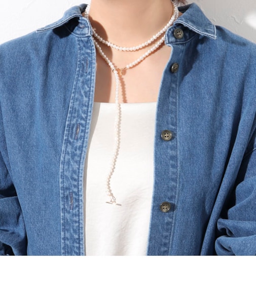 淡水パールロングネックレス