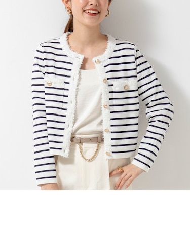 《手洗い可能》フワシャギークルーネックニットジャケット