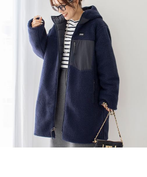 ◇【WEB限定】【TAION/タイオン】別注ボア×ダウンフードコート(リバーシブル) 24AW