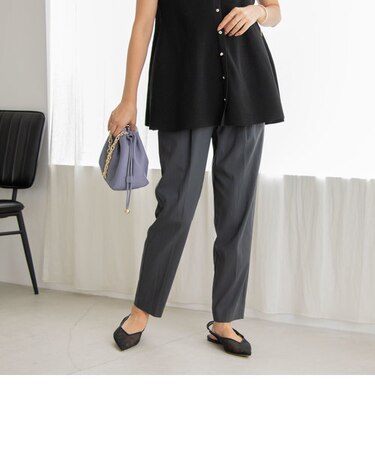 ウォッシャブルキュプラストレッチタックテーパードパンツ