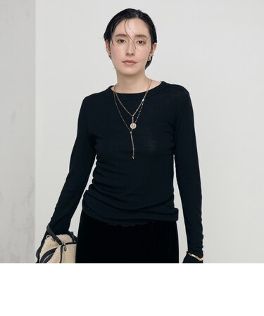 MY STANDARDウォッシャブルリブクルーネックプルオーバーカットソー