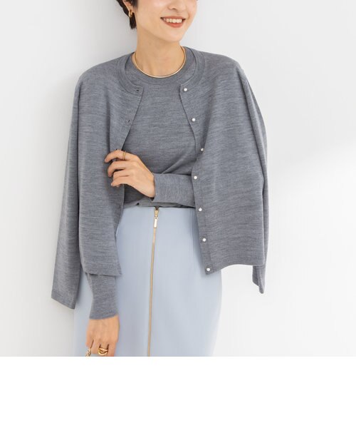 一度着用クリーニング済NOLLEY'S 18G天竺ゆったりVネックカーディガン