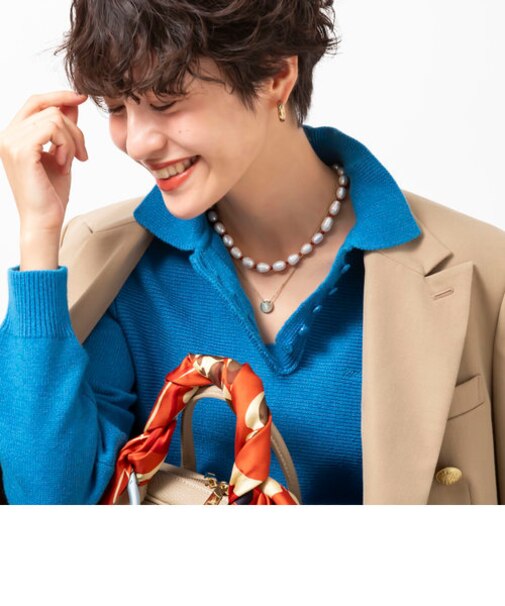 淡水バロックパール＆カラーストーンネックレス