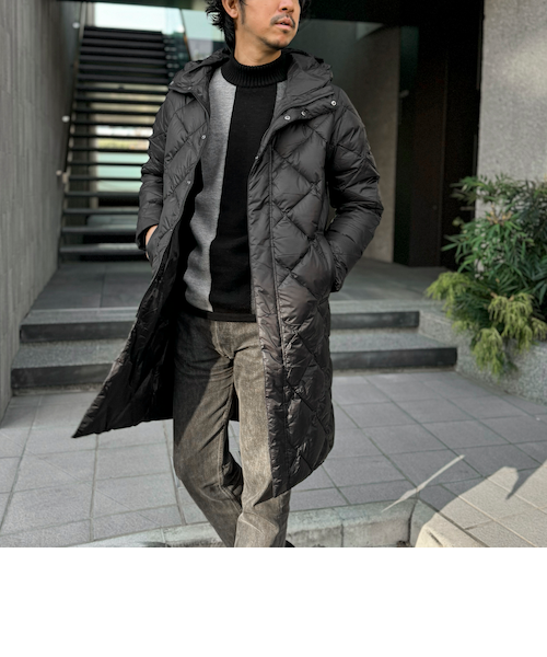 TAION/タイオン】シティ フード ロングダウンジャケット ダウンコート