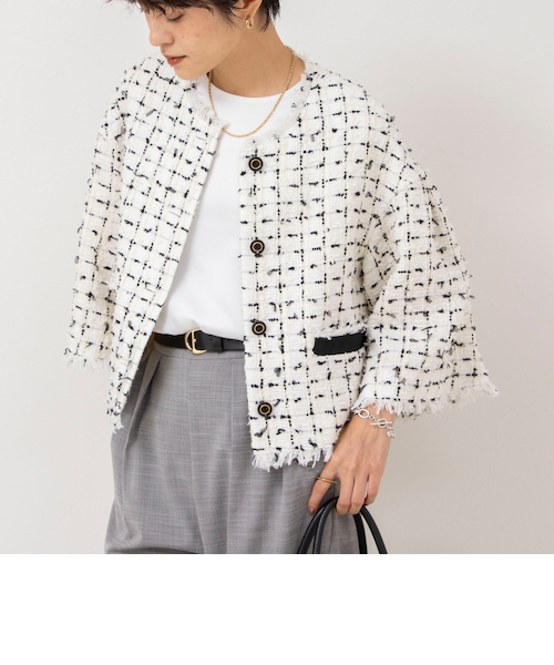 NOLLEY'S カラーツイードショートジレ ノーリーズ NOLLEY'S カラーツイードショートジレ （グリーン系1