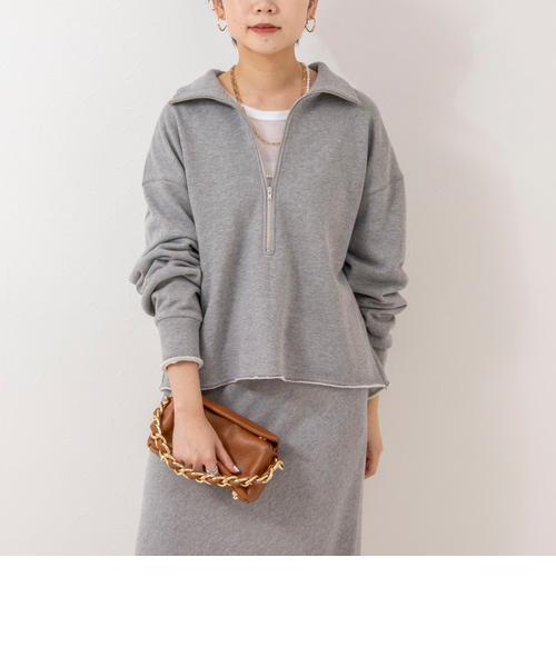セットアップ対応》裏毛ハーフジッププルオーバーカットソー