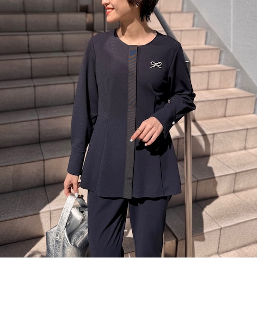 《セットアップ対応》ウォッシャブルカットジョーゼットサイドタック2WAYブラウス