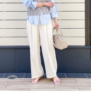 【追加】《オールシーズン対応》ウォッシャブルダブルクロスサテンイージーワイドパンツ