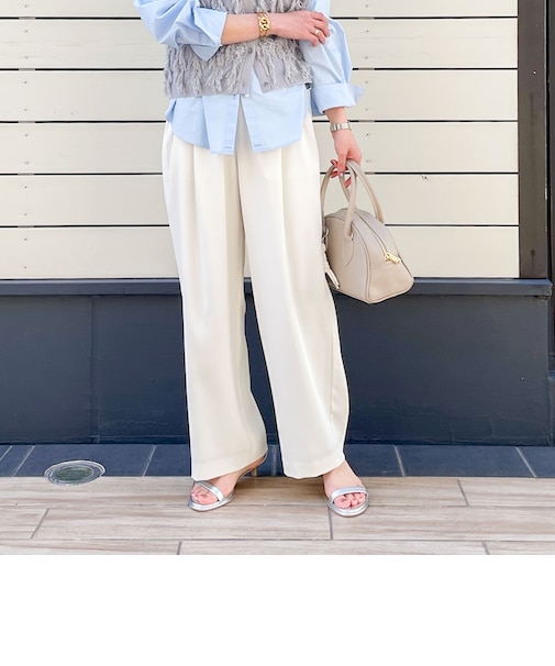 【追加】《オールシーズン対応》ウォッシャブルダブルクロスサテンイージーワイドパンツ