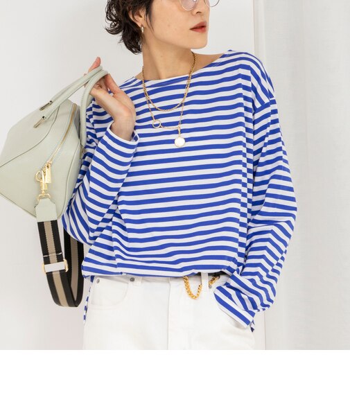 《オールシーズン対応》GIZA COTTON天竺ボーダープルオーバーカットソー