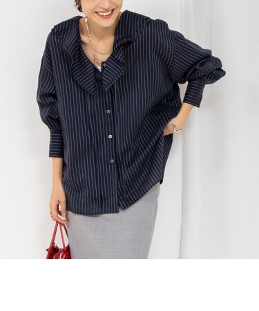 ラッフルカラーブラウス