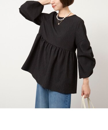 ジャガード2WAYボリュームスリーブブラウス