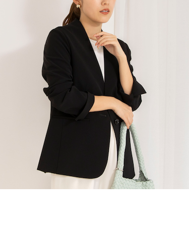 《セットアップ対応》ウォッシャブルダブルクロスVネックジャケット