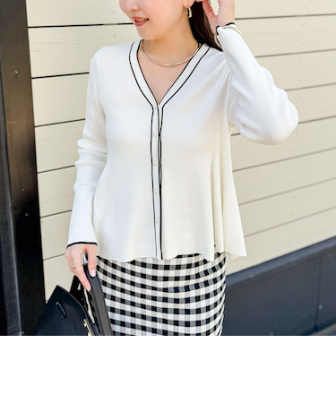 【追加】《手洗い可能》マルチファンクションリブフレアVネックカーディガン