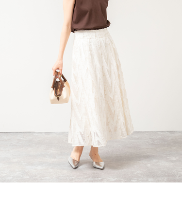 《セットアップ対応》キラキラカットジャガードフレアスカート