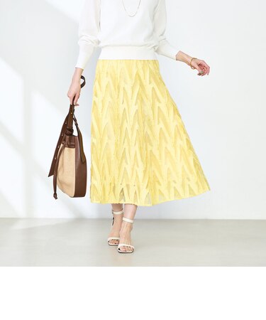 《セットアップ対応》キラキラカットジャガードフレアスカート