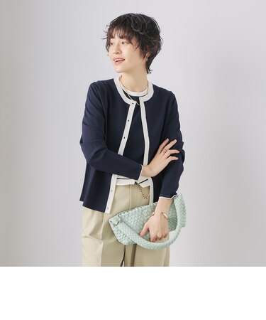 《アンサンブル対応》《手洗い可能》マルチファンクションクルーネックカーディガン
