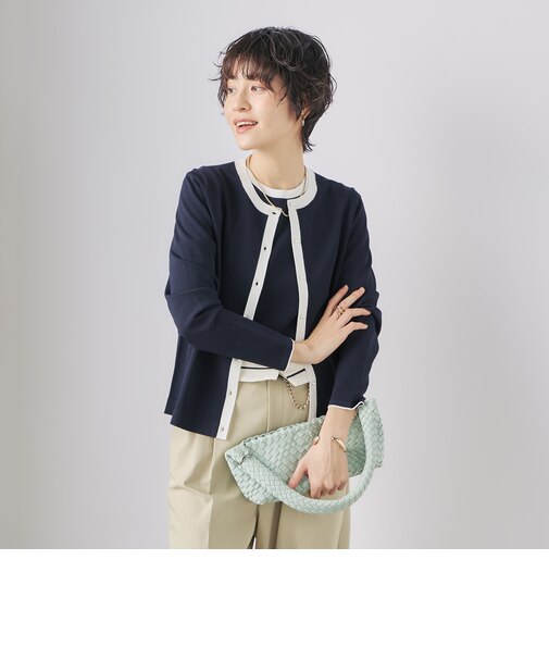 《アンサンブル対応》《手洗い可能》マルチファンクションクルーネックカーディガン