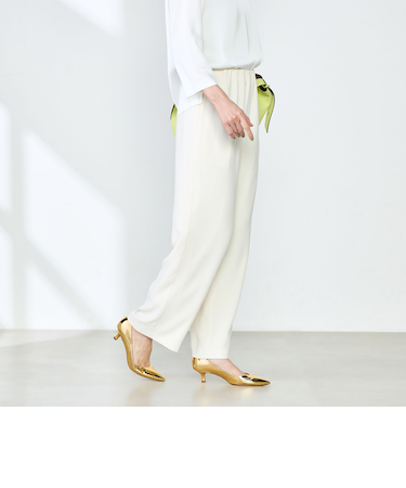 《セットアップ対応》ニュアンスジョーゼットセミワイドパンツ