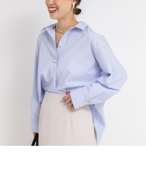 パール釦スキッパーシャツ