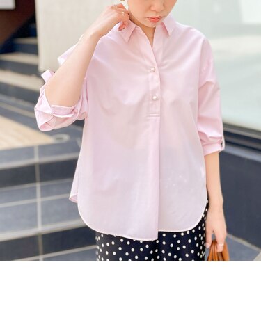 パール釦スキッパーシャツ