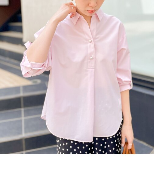 パール釦スキッパーシャツ