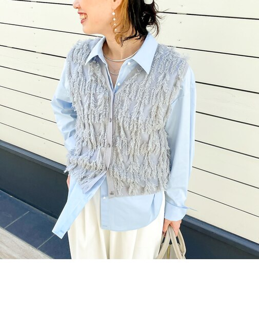 《アンサンブル対応》《手洗い可能》カットフリンジ2WAYベスト