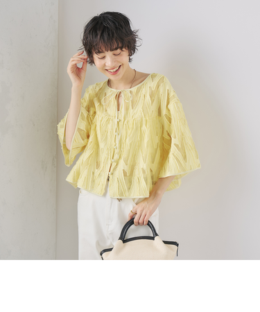 《セットアップ対応》キラキラカットジャガード2WAYブラウス