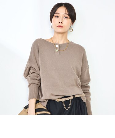 《手洗い可能》ギマコットンヘンリー2WAYプルオーバーニット