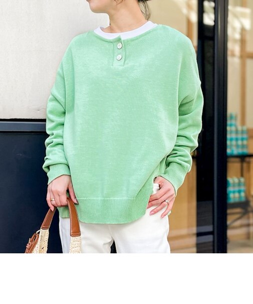 《手洗い可能》ギマコットンヘンリー2WAYプルオーバーニット