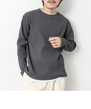 《吸水速乾》ワッフルダブルカラーLS TEE 25SS