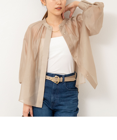 バンドカラーシアーブラウス