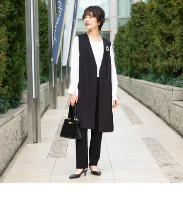 ◇【WEB限定】ウォッシャブルドライタスランスリットジレ