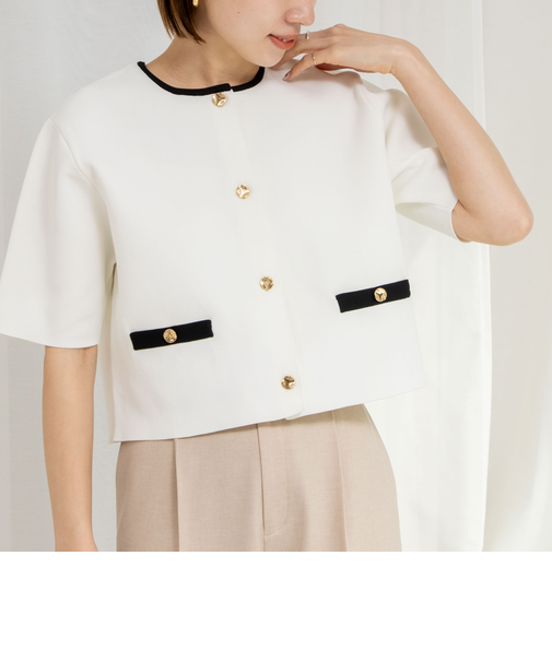 《セットアップ対応》《手洗い可能》ミラノリブ半袖ジャケット