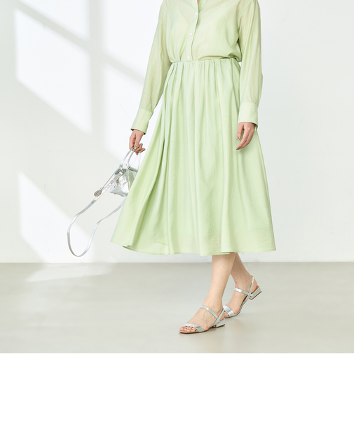 《セットアップ対応》ウォッシャブルシアーローンインゴムギャザースカート