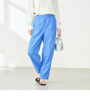 ウォッシャブル多機能ウエストフリルテーパードパンツ