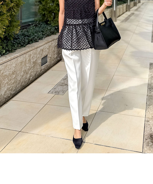 ウォッシャブル防しわスパンツイルツータックテーパードパンツ