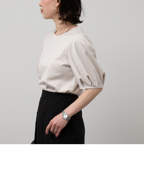 プレミアムスムース5分袖プルオーバーカットソー