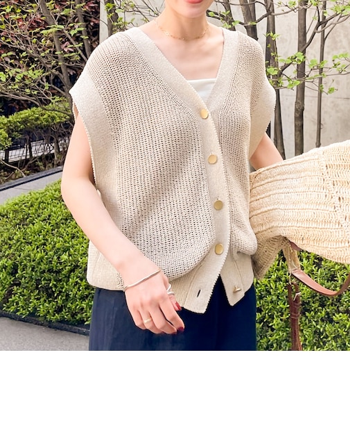 《アンサンブル対応》《手洗い可能》ペーパーヤーン2WAYベスト