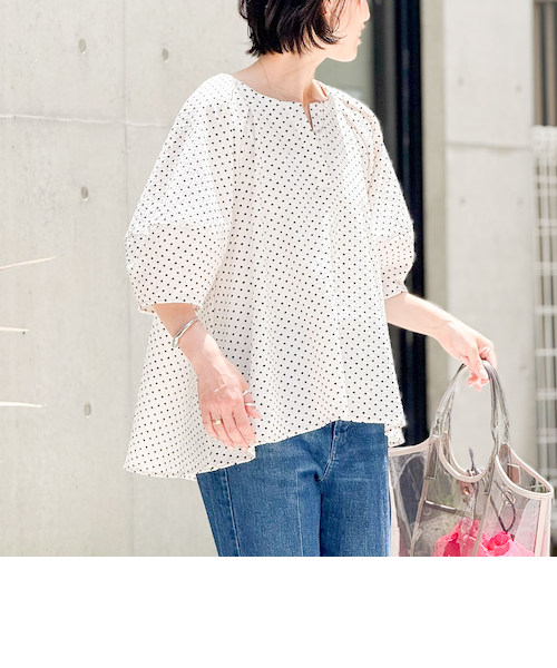 サッカードット5分袖タックブラウス｜ノーリーズの通販｜&mall（アンド